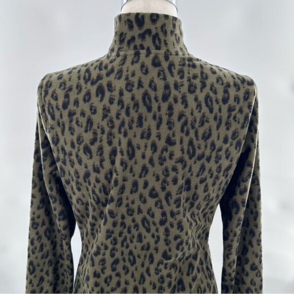 Old Navy Active Leopard Print Full Zip Jacket Green Black Medium - Picture 6 of 8